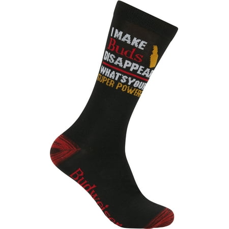 Budweiser Novelty Fun Crew Socks Gift for Men - One Size Fits All  Black