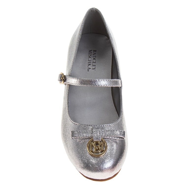 silver dress shoes size 11 Badgley Mischka Little Girls Dress Shoes Elegant - Silver