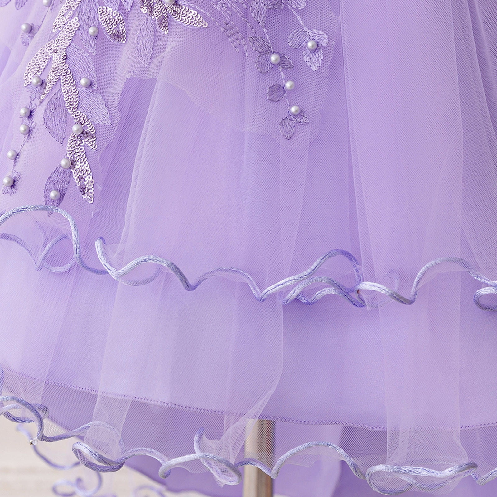 Dress for Girls Satin Girl Dress with Puffed Sleeves for Birthday Party Christening