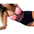 thumbnail image 1 of Listenwind Womens Halter Bikini Push-up Padded Color Block Monokini Swimsuit, 1 of 3