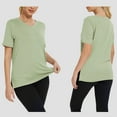 thumbnail image 2 of Comdrip Women's Oversized T Shirts, Women's Summer V Neck Loose Short Sleeved Shirt with Slit Tees for Women Green M, 2 of 6