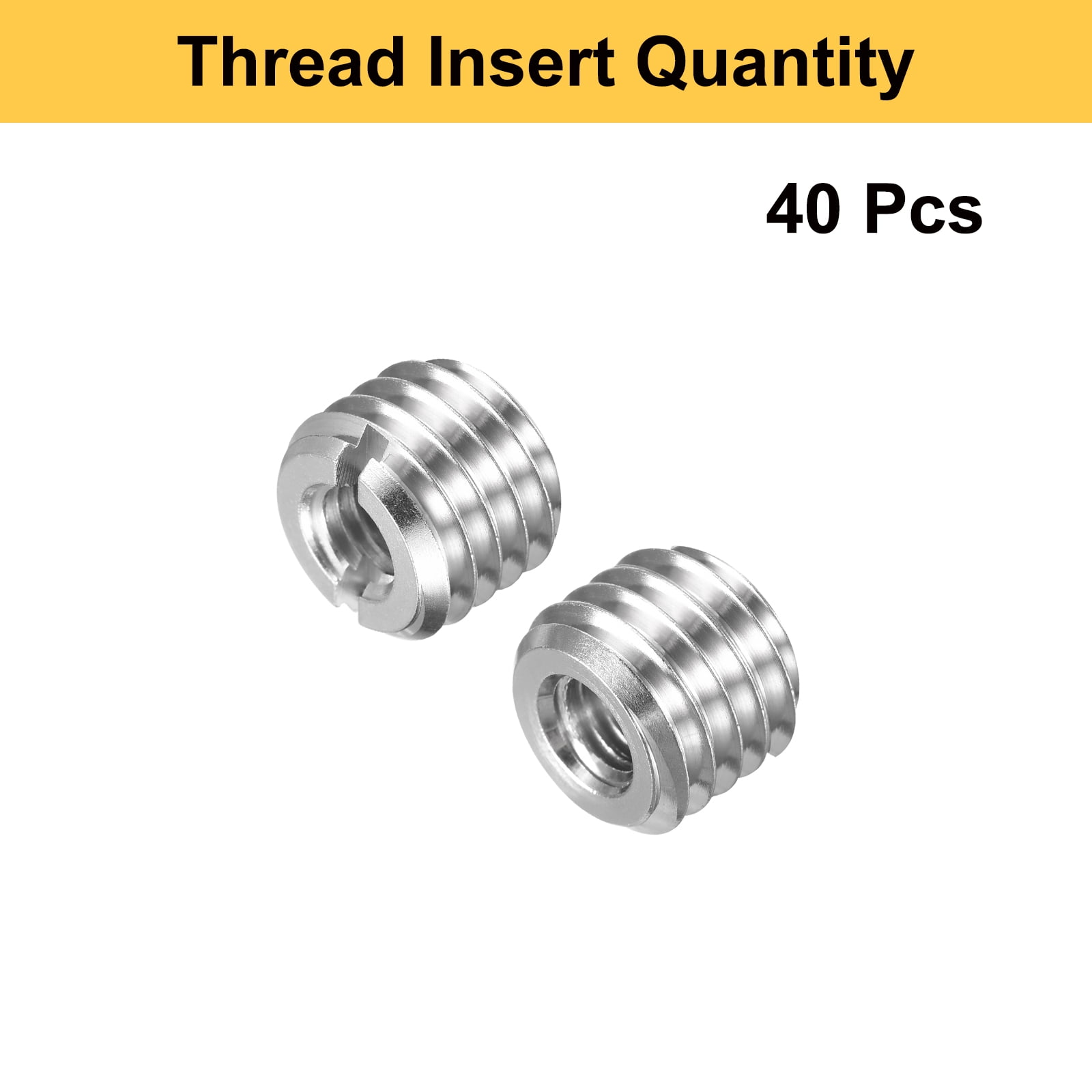 Uxcell 40pcs Thread Repair Inserts M12 x 1.75 Male to M6 x 1 Female Thread 10mm Long Stainless Steel Reducing Nuts Metric Self Tapping Sleeves