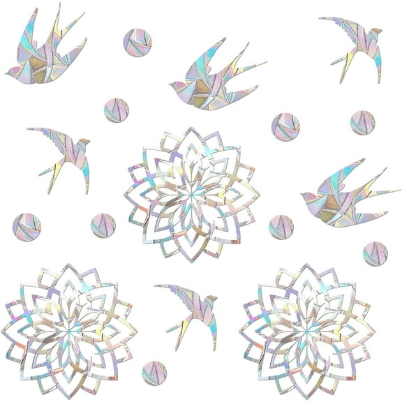 27 Pieces Birds Static Window Clings Anti Collision Window Decals for Bird Strikes, Glass Door Window Stickers, Stop Birds Flying into Windows, Mandala-Swallow Style