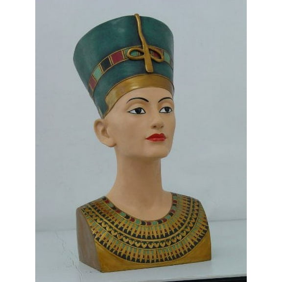 18 Inch Egyptian Queen Nefertiti Head and Bust Resin Statue Figurine