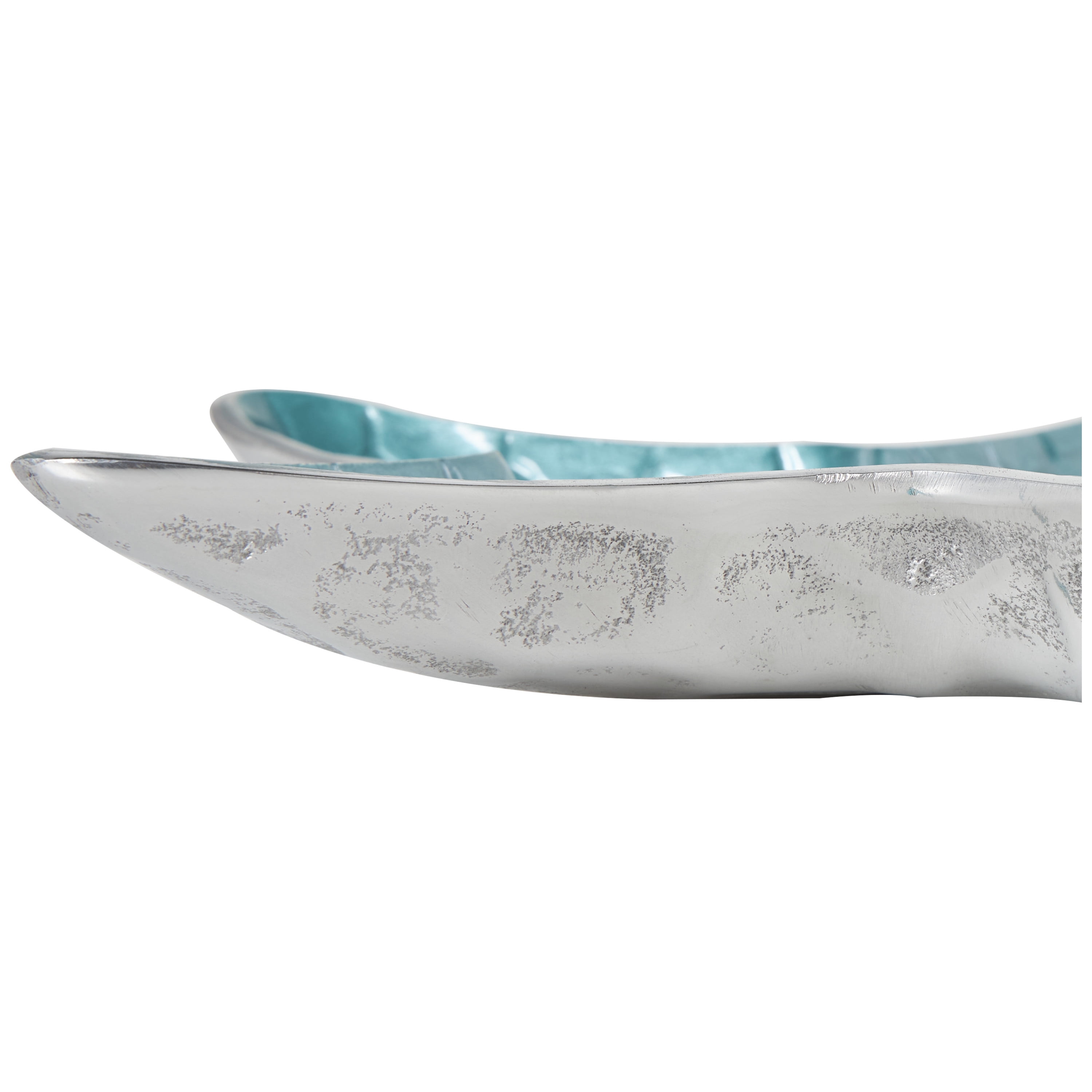 DecMode 13", 11", 7"W Handmade Asymmetrical Textured Enameled Starfish Aluminum Metal Decorative Bowl with Silver Base, Set of 3