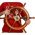 thumbnail image 2 of Brainmart Wooden Nautical Premium Handcrafts Ship Wheel – Brass Ring Home Decor with Hub | Wall Decor Hangings | (12 Inches Brass Ring Ship Wheel)., 2 of 5