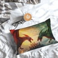 thumbnail image 3 of Salouo Castle Red Green Sky Dragon Pattern Pillow Cases,1PC Pillow Covers with Envelope Closure Decorative Pillow Case for Bed Couch,Pillows Not Included-20"x30", 3 of 6