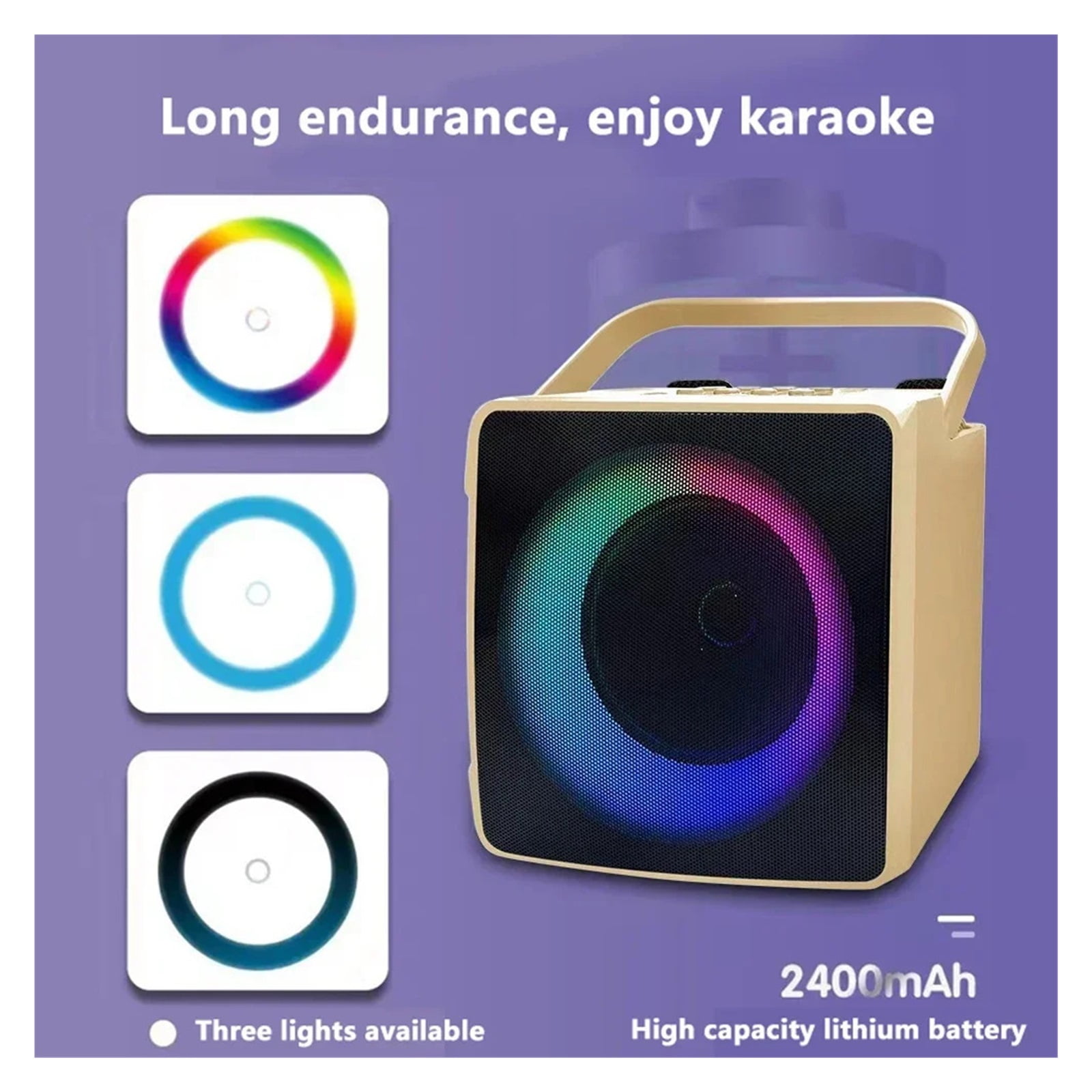 Dual Microphone Machine With RGB LED Light Bluetooth-compatible Speaker 10W HIFI Player With 2 Wireless Microphones ,Powerful Voice Amplifier
