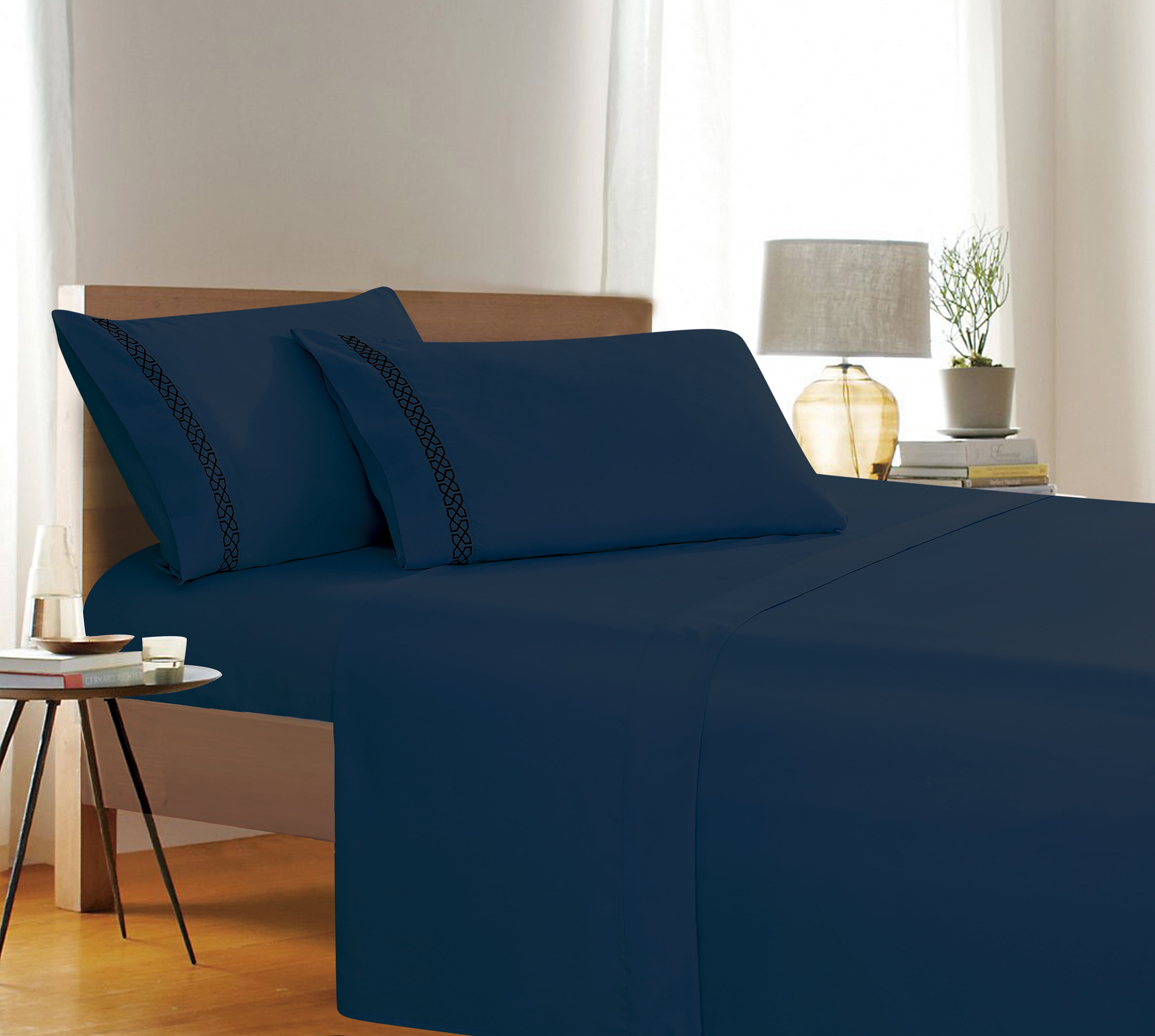 1500 TC Sheet set 4 PC Set Fitted ,Flat , Pillow Case Queen Navy Blue