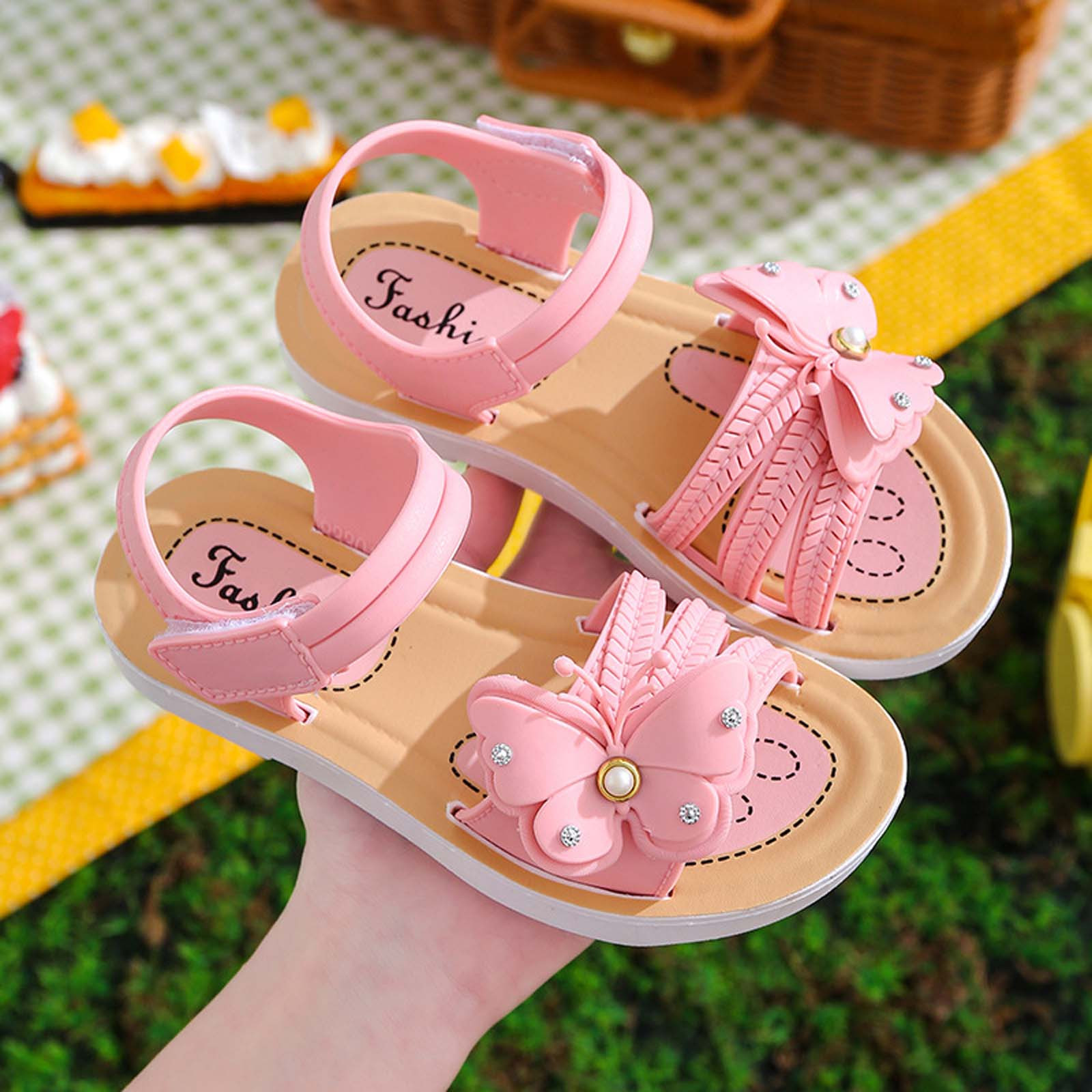 Juebong Toddler Baby Girls Bow Pearl Open Toe Sandals Soft Sole Princess Shoes Sandals Pink 7 8 Years Walmart