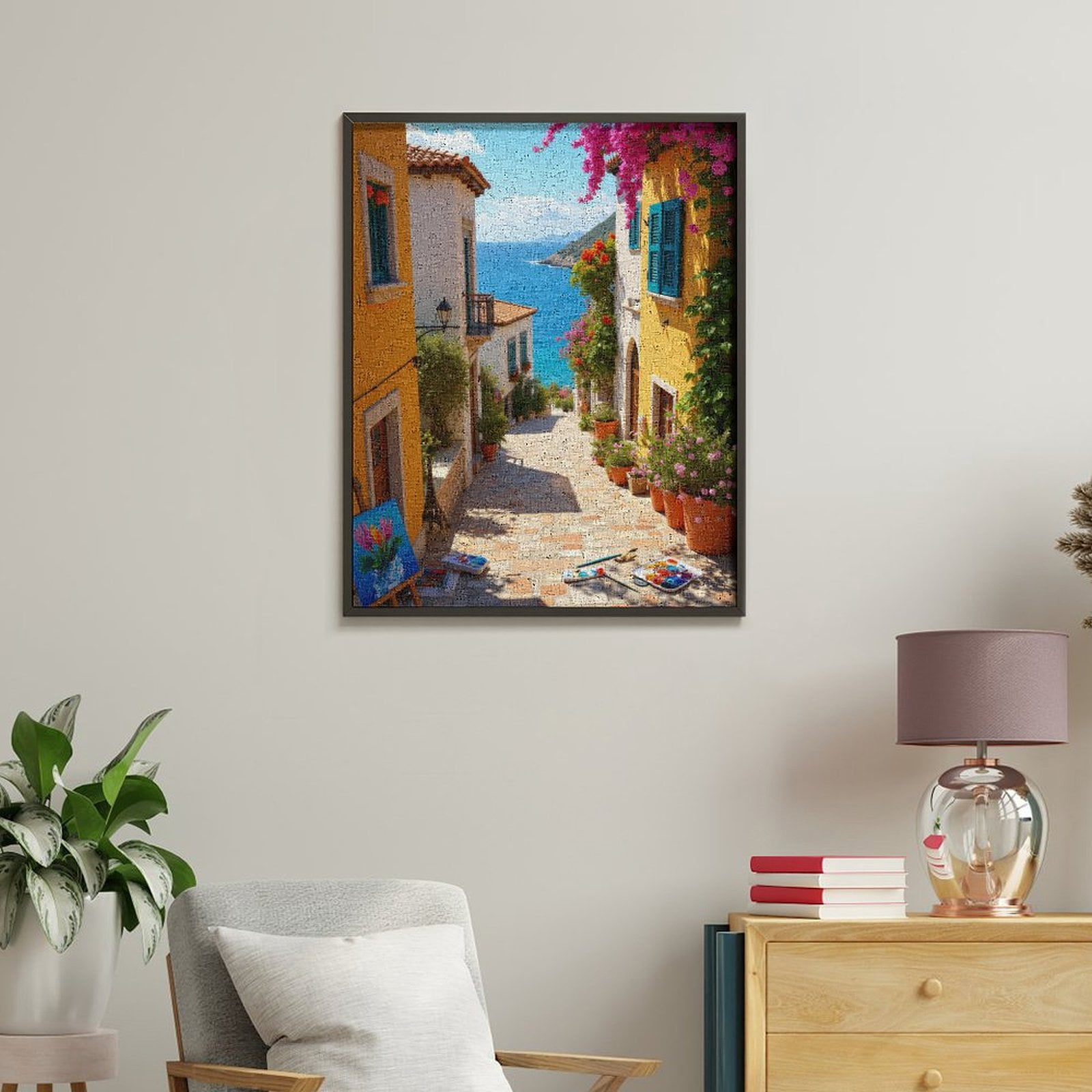 Paint By Numbers Kit for Adults Beginner - Mediterranean Alley Colorful Seaside Art DIY Canvas Painting Kits for Adults, Frameless Paint By Number for Adults for Home Wall Decor 16x20 Inch