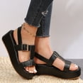thumbnail image 5 of UP to 65% off Sandals for Women, Xunlbb Women's Fashion Casual Summer New Style Solid Color Thick Bottom Beach Fish Mouth Wedge Sandals(Black,Size:36), 5 of 9