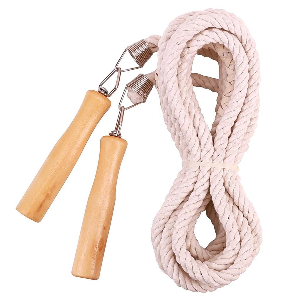 Double Dutch Jump Ropes with Wood Handle 5m Long Cotton Skipping Rope