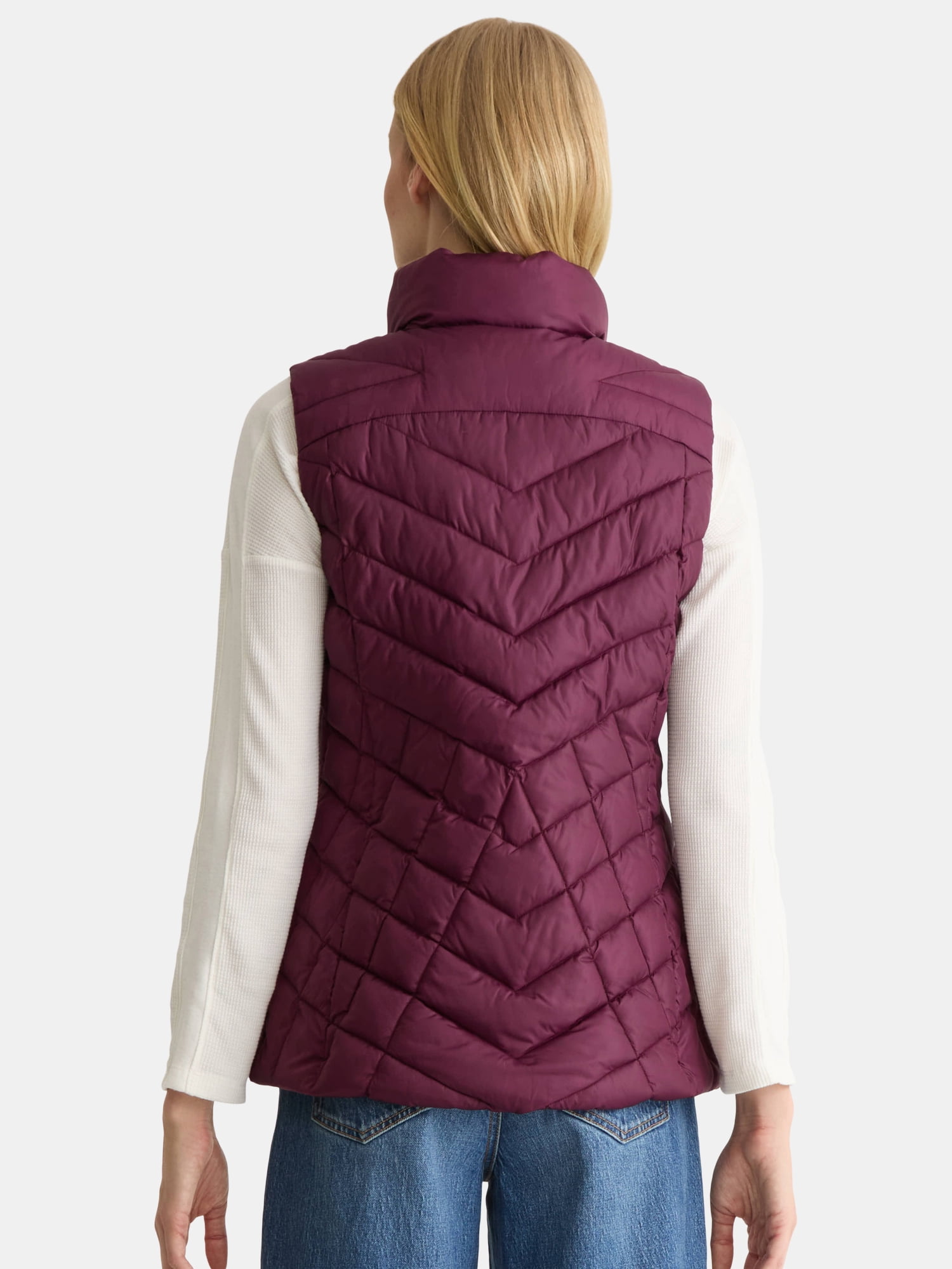 Big Chill Women's and Women's Plus Chevron Quilted Puffer Vest, Midweight, Sizes S-3X