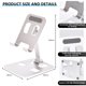 thumbnail image 5 of Soporte plegable para teléfono celular, soporte ajustable de aluminio para teléfono celular de escritorio, compatible con teléfonos inteligentes, plateado, 5 of 5