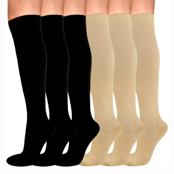 Wukang 6 Pack 20-30 mmhg L/XL Knee High Sport Compression Socks for Men and Women