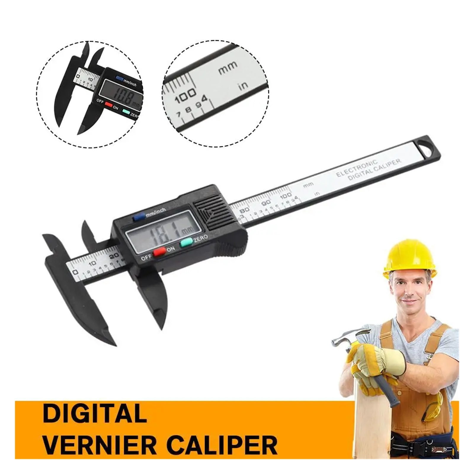 100mm LED Electronic Digital Caliper Vernier Caliper Gauge Micrometer Measuring Tool Digital Ruler ,Precision Measuring
