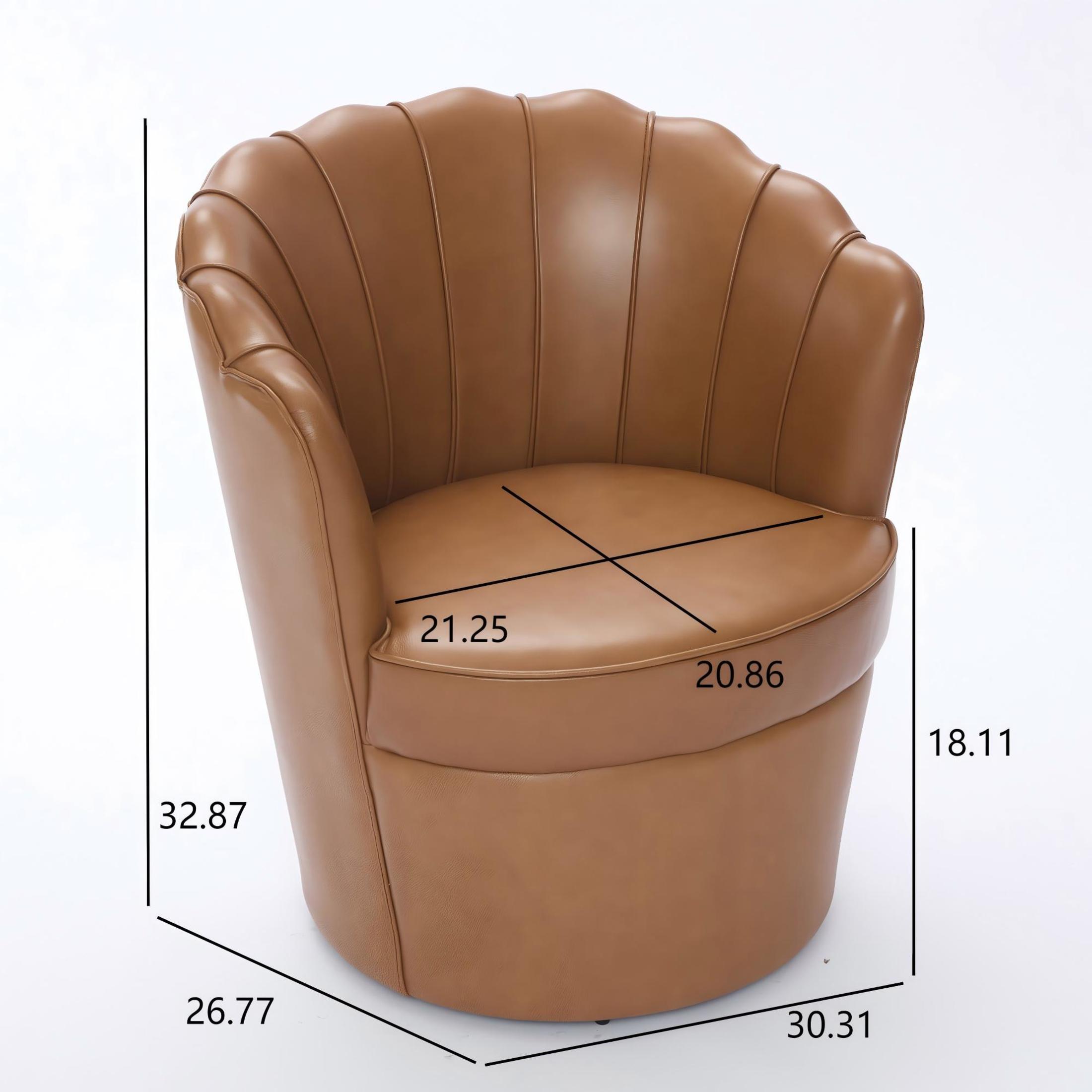 Noble House Genuine Top-Grain Leather Swivel Chair, 360° Spin with Metal Base for Home Office, Light Brown