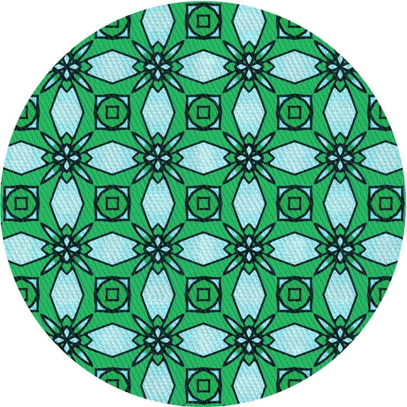Ahgly Company Indoor Round Patterned Lime Mint Green Area Rugs, 7' Round