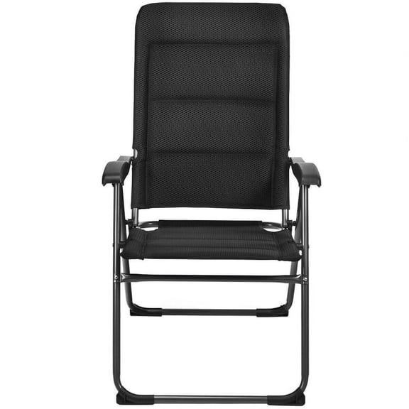 Spaco Set of 4 Patio Folding Chairs with Adjustable Backrest-Black, Outdoor Stackable Dining Chairs for All Weather, Breathable Garden Outdoor Furniture for Backyard Deck