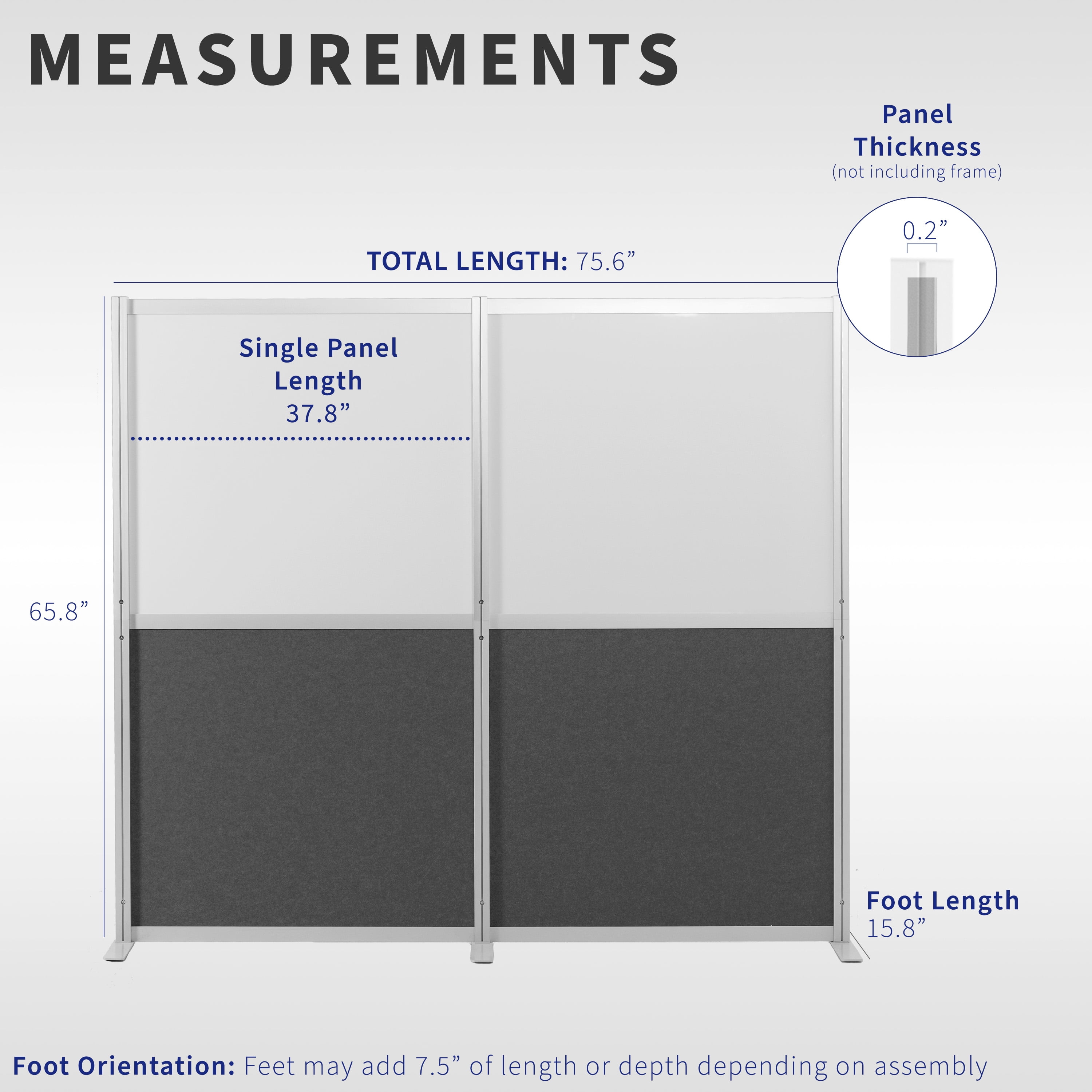 VIVO Modular Wall System, 2 PET + Magnetic Whiteboard Panels, Office Dividers