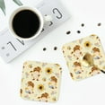 thumbnail image 5 of Bingfone Vintage Watercolor Bee Honey Honeycomb Bee Leather Drinks Coasters With Set Of 6,Suitable For Home Kitchen,Coffee Cup Coasters Home Gift, 5 of 9