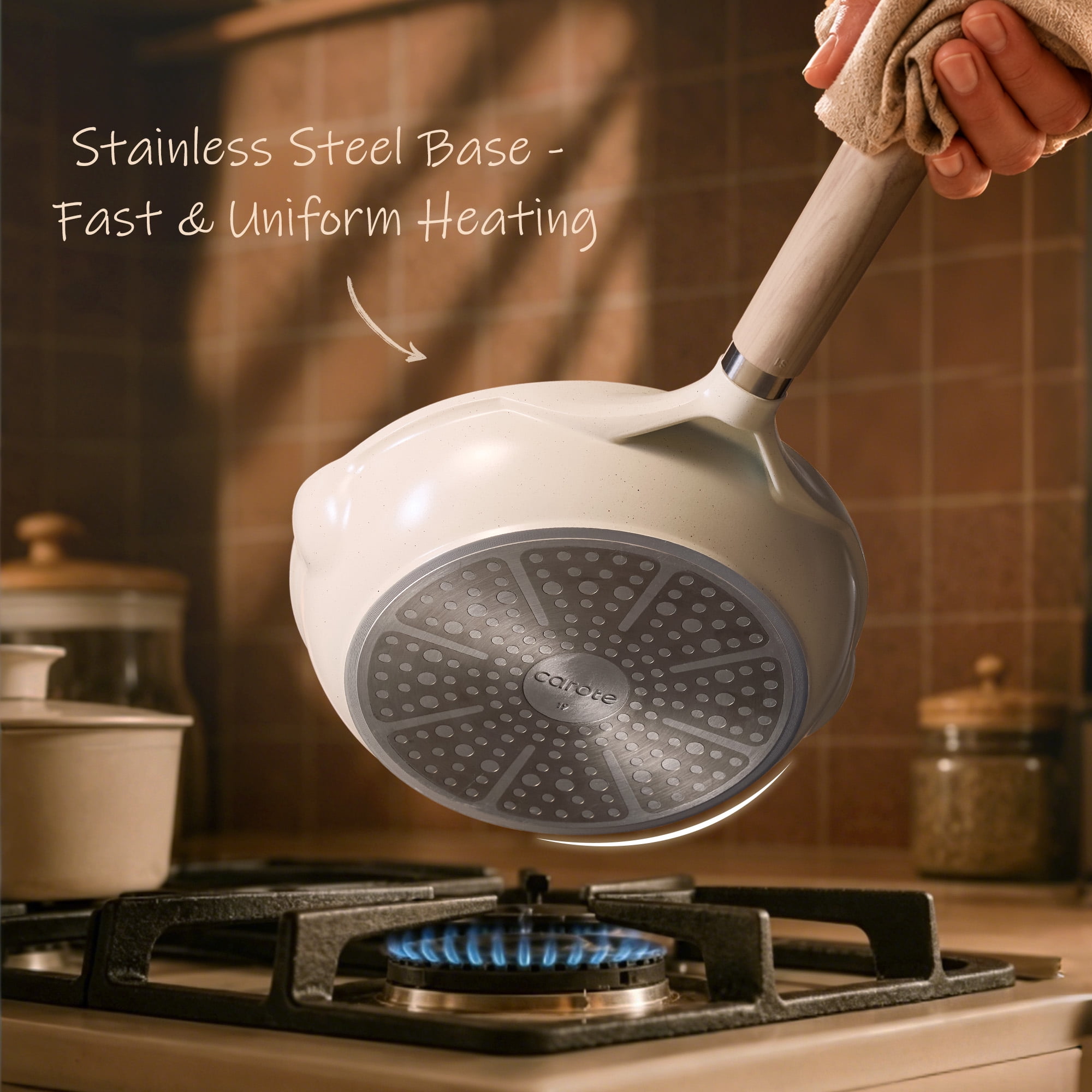 Carote 8" Non Stick Frying Pan, Nonstick Skillet Cooking Pan, Compatible for All Stoves, Easy to Clean Cookware Chef's Pan Bon Appetit, White Granite