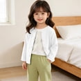 thumbnail image 3 of FRSASU Girls Classic Crew Neck Button Long Sleeve Soft Knit Cardigan Sweater Breathable Stretchy School Outfit Size 6M-4T White, 3 of 8