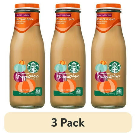 (3 pack) Starbucks Frappuccino Pumpkin Spice Latte Iced Coffee Drink Limited Edition, 13.7 fl oz Bottle