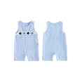 thumbnail image 2 of BemeyourBBs Newborn Baby Boy Summer Clothes Fishing Outfit Smocked Gingham Romper Overalls Shorts 0 3 6 12 18 Months Marine Life Embroidered Sleeveless One Piece Plaid Casual Jumpsuit, 2 of 9