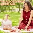 thumbnail image 6 of Lunch Bag for Women Insulated For Men PU leather Small Office Work lunch with Chenille Letters Leakproof Freezable Cooler Reusable Portable Box (White&Pink), 6 of 7