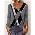 thumbnail image 2 of Camiseta Vintage con estampado de flores geométricas para mujer, blusa holgada elegante con botones y cuello en U para oficina, camisetas de moda para mujer para Otoño e Invierno, 2 of 4