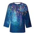 thumbnail image 7 of Levmjia Womens Tops Vintage Boho Floral Printed 3/4 Sleeve T Shirt Loose Casual Round Neck Blouse Pullover Polyester Comfortable All Season, 7 of 7