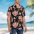 thumbnail image 3 of Rateoe Rose Flowers Pattern Men’s Hawaiian Shirt – Short Sleeve Button-Down Tropical Beach Shirt, Lightweight & Breathable Casual Aloha Shirt with Pocket,, 3 of 7