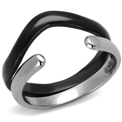 Luxe Jewelry Designs 2-Piece Women's Stainless Steel Two Tone IP Black Finish Ring Set, Size 9 (Pack