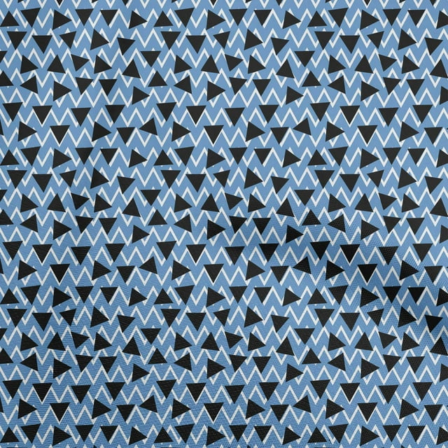 oneOone Viscose Chiffon Blue Fabric Geometric Triangle With Chevron Sewing Craft Projects Fabric Prints By Yard 42 Inch Wide