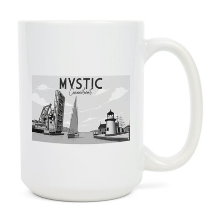 

15 fl oz Ceramic Mug Mystic Connecticut River and Bridge at Sunset Traditional Dishwasher & Microwave Safe