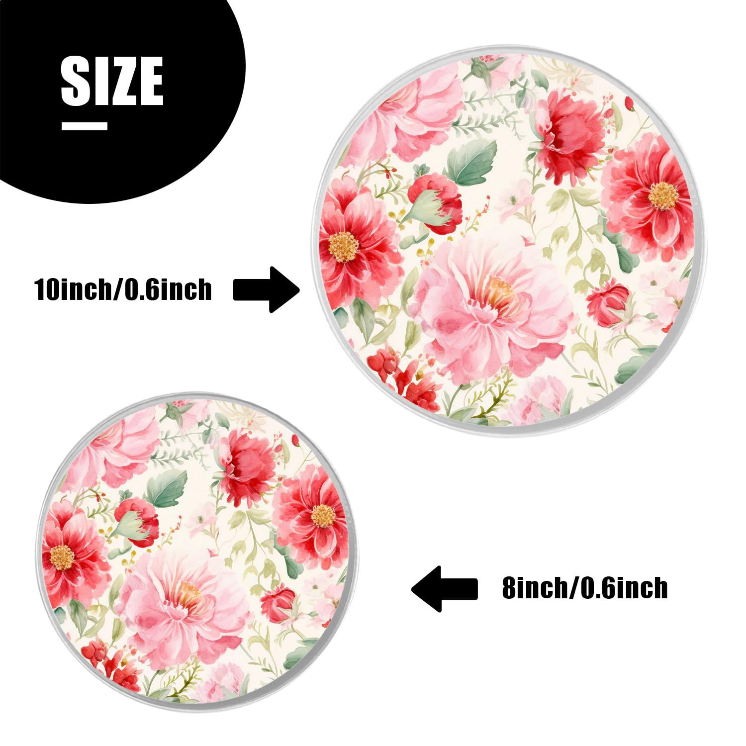 Round Stove Burner Covers 4 Pcs for Metal Gas Stove Burner Cover 8Inch And 10Inch ,Vibrant Floral Poppy Flower style