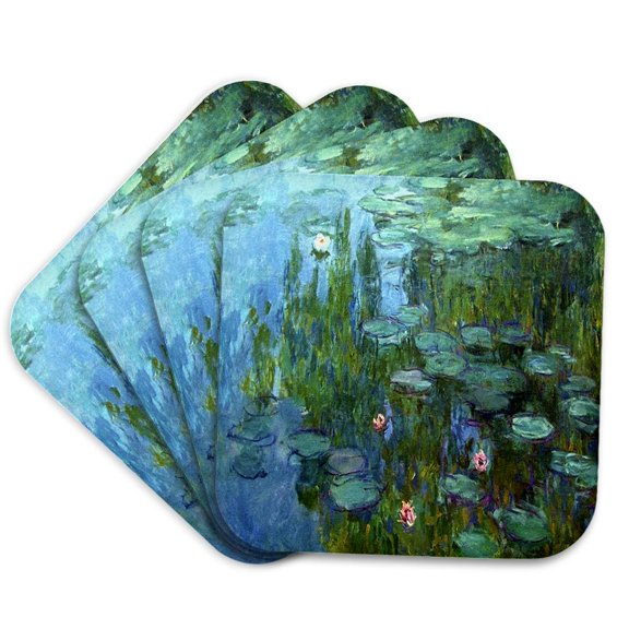 3dRose, Monets Water Lillies Painting, set of 4 Coasters - Soft