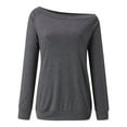 thumbnail image 3 of DuoJiaJ Womens Off The Shoulder Tops Summer Casual Long Sleeve T Shirts Blouse Women’s Workout Tops Gray, 3 of 5
