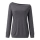 thumbnail image 4 of Blusa de manga larga con hombros descubiertos para mujer - Camiseta informal de verano de color liso, 4 of 6