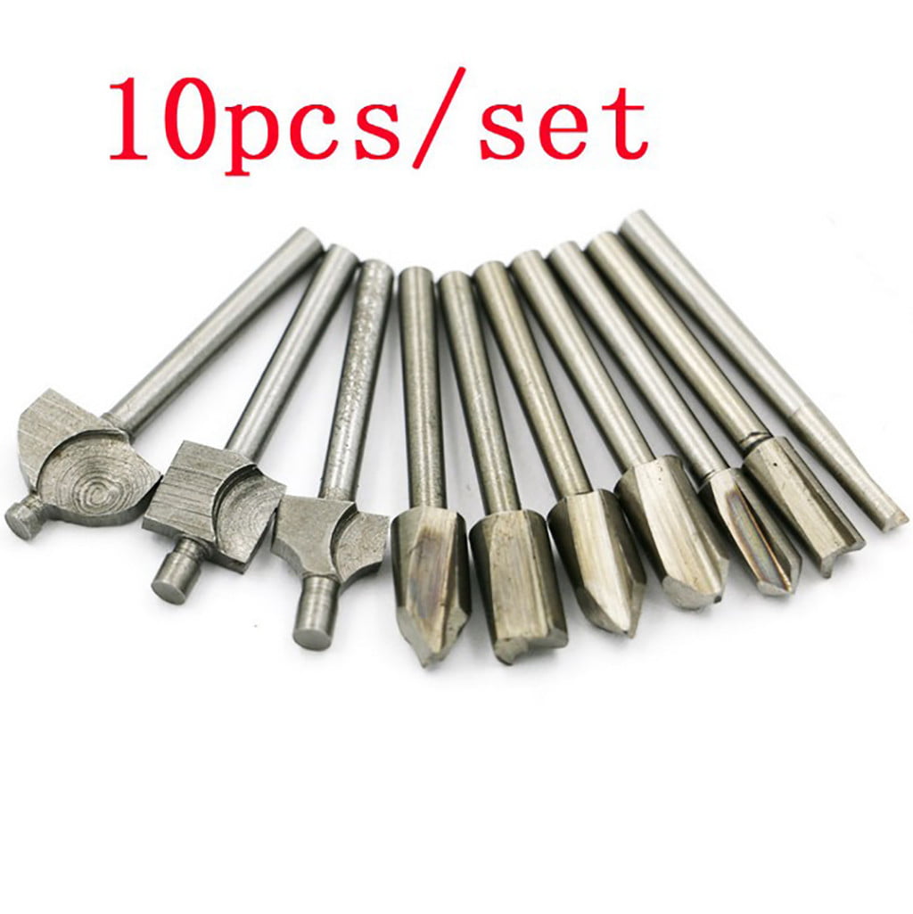 Details about   10PCS 1/8"  Shank HSS Titanium Router Bits Wood For Dremel Rotary Tool 
