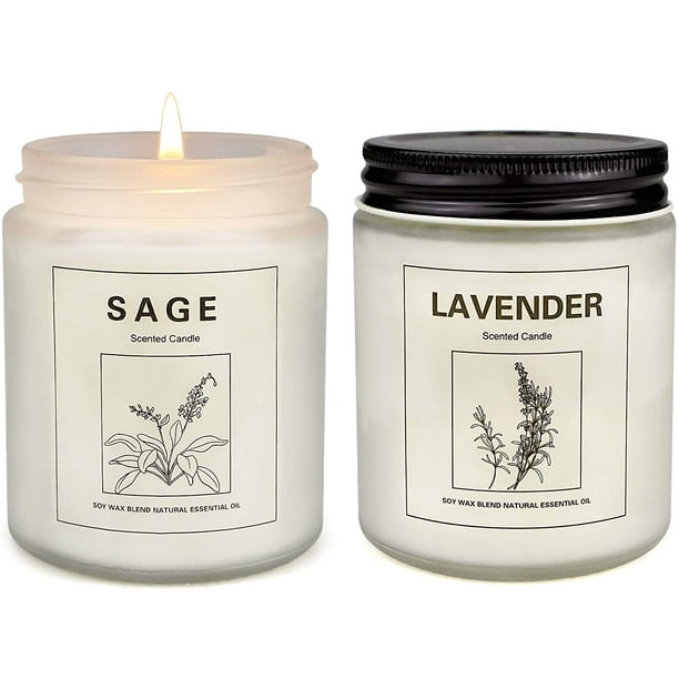 Sage Scented Candles for Home, Strongly Fragrance Sage and Lavender