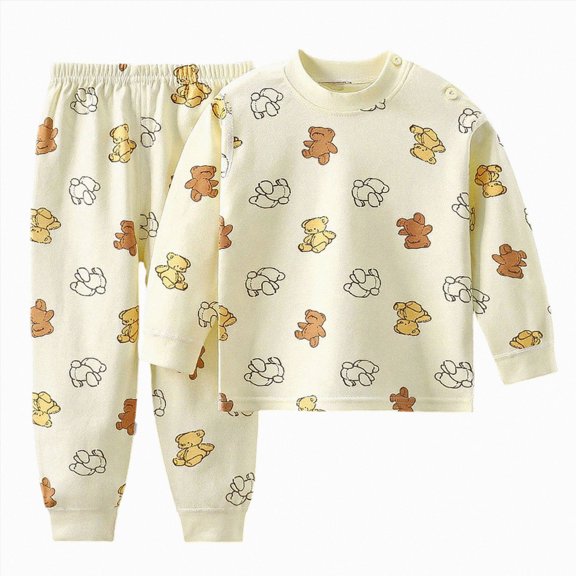 masbird Toddler Pajamas Cotton Kids Pajamas for Boys Girls Long Sleeve Set 2 Piece Snug Fit Pjs Set 6-12 Months 12-24 Months 2t 3t 4t 5t 6t 7t 8t 9t Children(Yellow,5-6 Y)