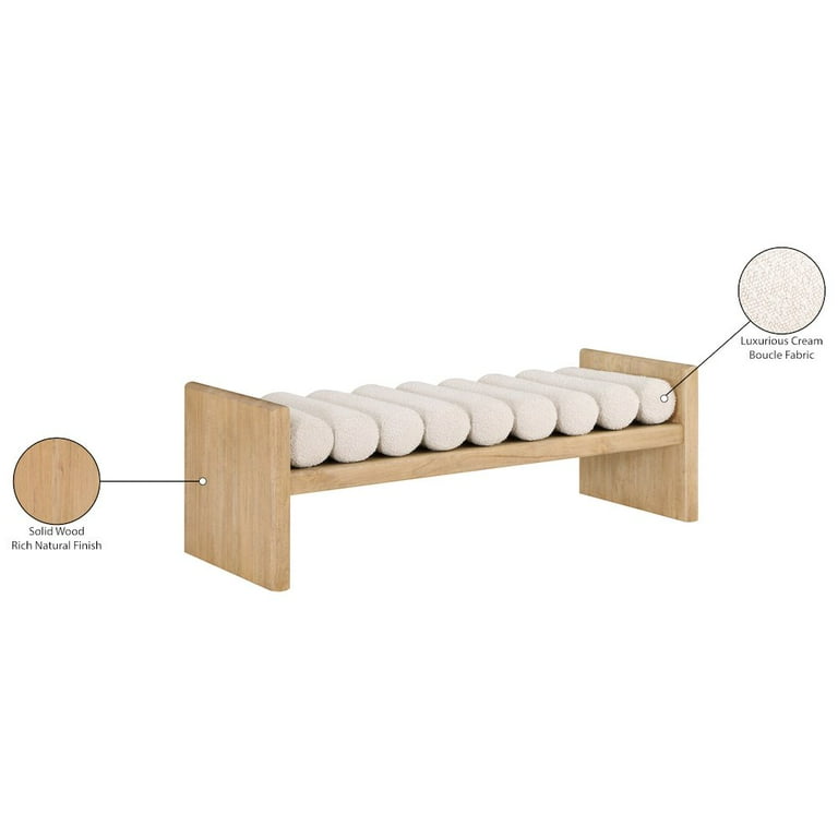 Meridian Furniture Waverly Cream Boucle Fabric Bench - Walmart.com