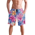 thumbnail image 4 of Dailycode Men's Quick Dry Swim Trunks Beach Shorts Casual Summer Board Shorts with Pockets, Hand Drawn Watercolor Flower, 4 of 8