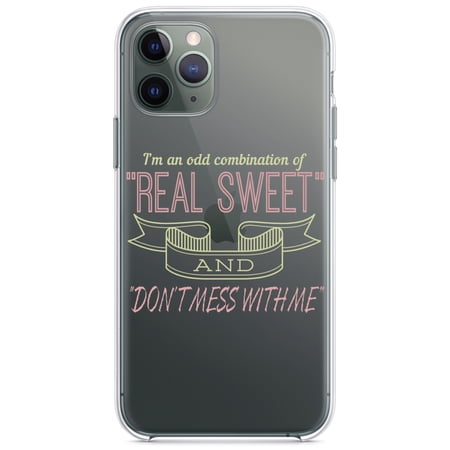 DistinctInk Clear Hybrid Case for Apple iPhone 13 (6.1 Screen) - Odd Combination Real Sweet & Don t Mess With Me - Raised Bezel Screen Guard
