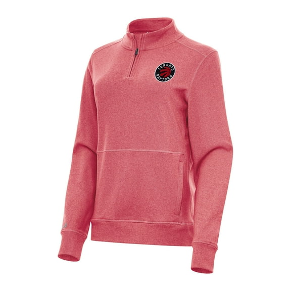 Women's Antigua Heather Red Toronto Raptors Crush Quarter-Zip Fleece Sweatshirt