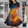 thumbnail image 2 of Basketball Sport Ball Women's Classic Swing Skater Dress Casual Work Party Cocktail Dresses, 2 of 6