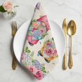 thumbnail image 2 of Spring Gnomes Cloth Napkins, Vintage Botanical Blossom Rose Leaves Washable and Reusable Dinner Napkins Set of 6, Table Napkin for Kitchen Party Birthday Wedding Hotel Housewarming 20"x20", 2 of 9